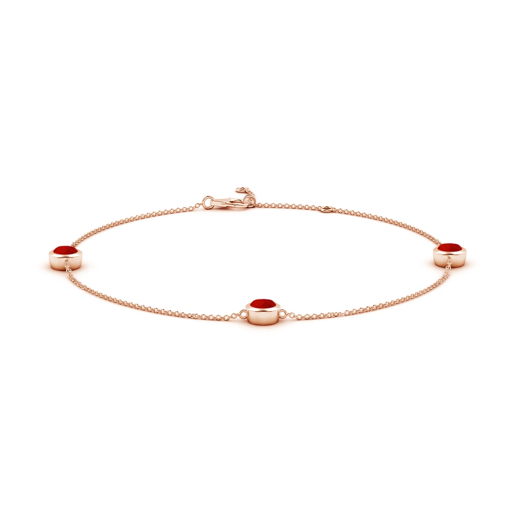 5mm Labgrown Lab-Grown Bezel-Set Ruby Station Adjustable Ankle Bracelet in Rose Gold