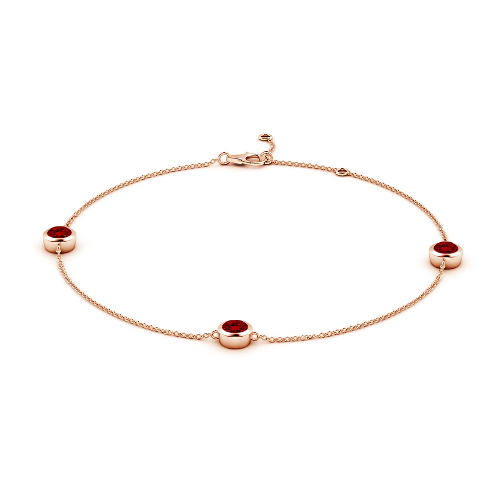 5mm Labgrown Lab-Grown Bezel-Set Ruby Station Adjustable Ankle Bracelet in Rose Gold - side 199