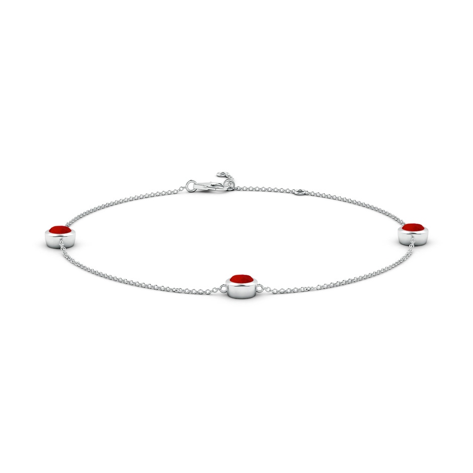 5mm Labgrown Lab-Grown Bezel-Set Ruby Station Adjustable Ankle Bracelet in White Gold 