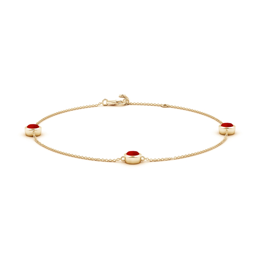 5mm Labgrown Lab-Grown Bezel-Set Ruby Station Adjustable Ankle Bracelet in Yellow Gold