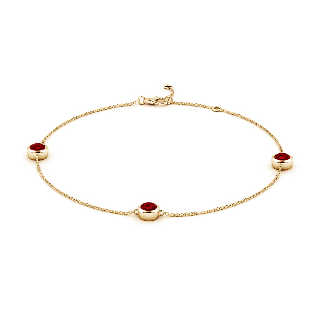 5mm Labgrown Lab-Grown Bezel-Set Ruby Station Adjustable Ankle Bracelet in Yellow Gold - side 199