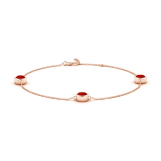 6mm Labgrown Lab-Grown Bezel-Set Ruby Station Adjustable Ankle Bracelet in Rose Gold