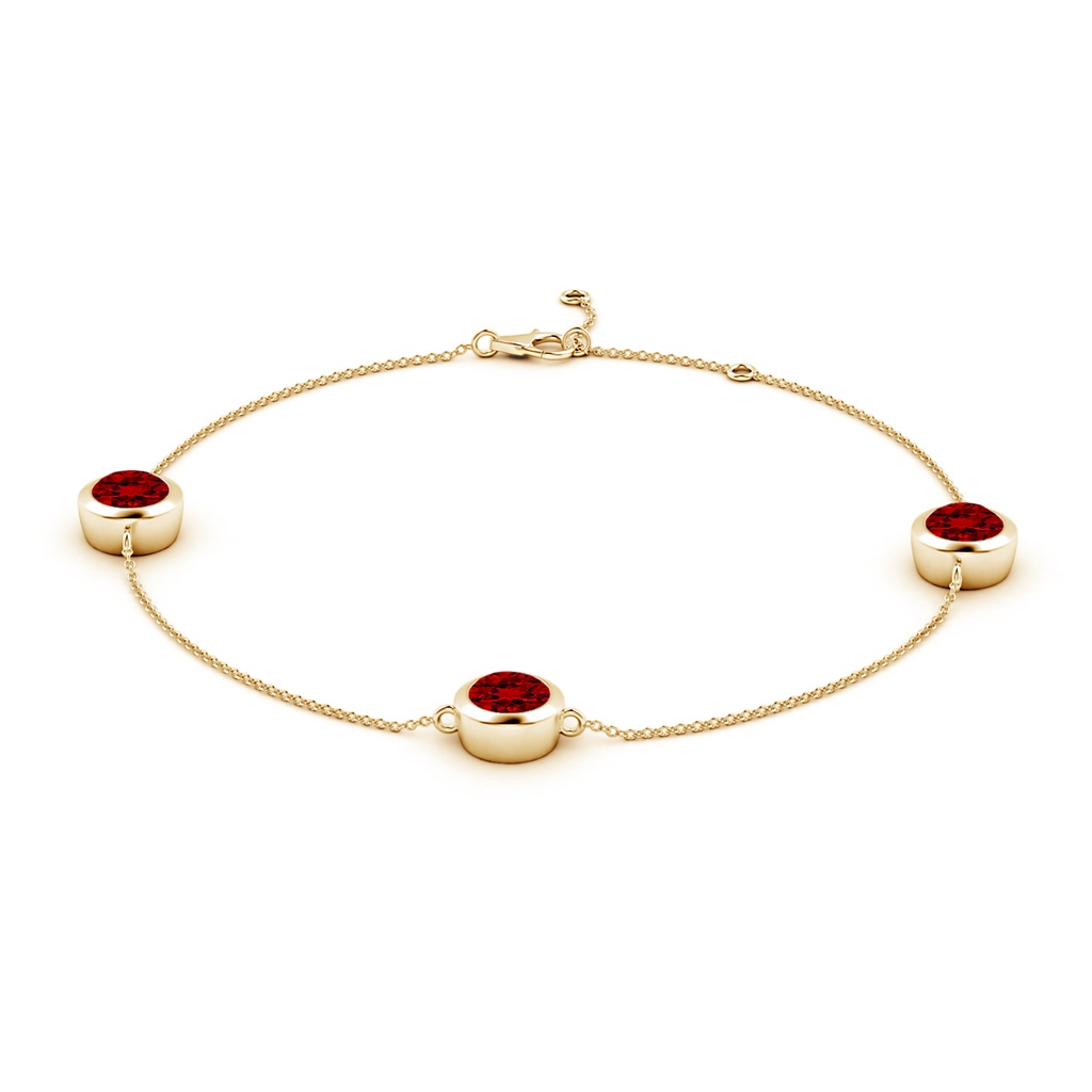 7mm Labgrown Lab-Grown Bezel-Set Ruby Station Adjustable Ankle Bracelet in 18K Yellow Gold - side 199