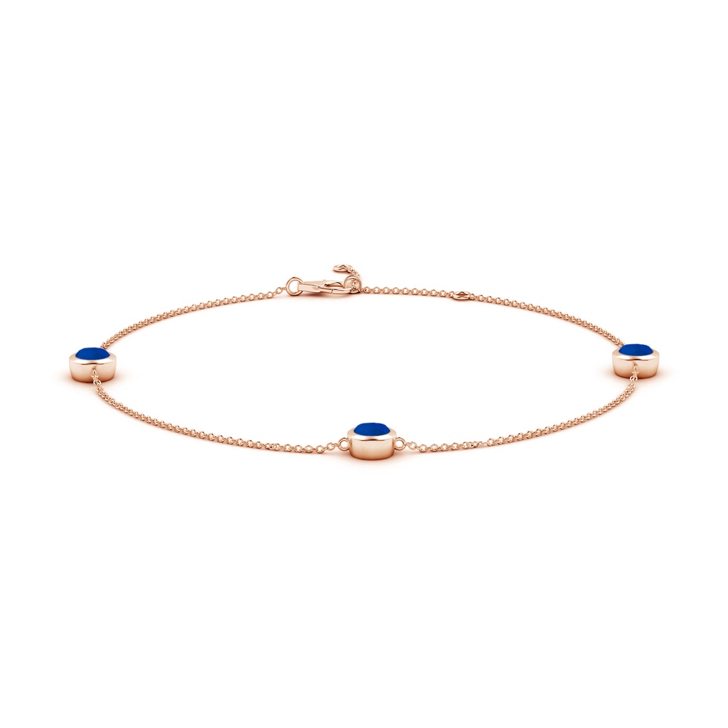 5mm Labgrown Lab-Grown Bezel-Set Blue Sapphire Station Adjustable Ankle Bracelet in Rose Gold