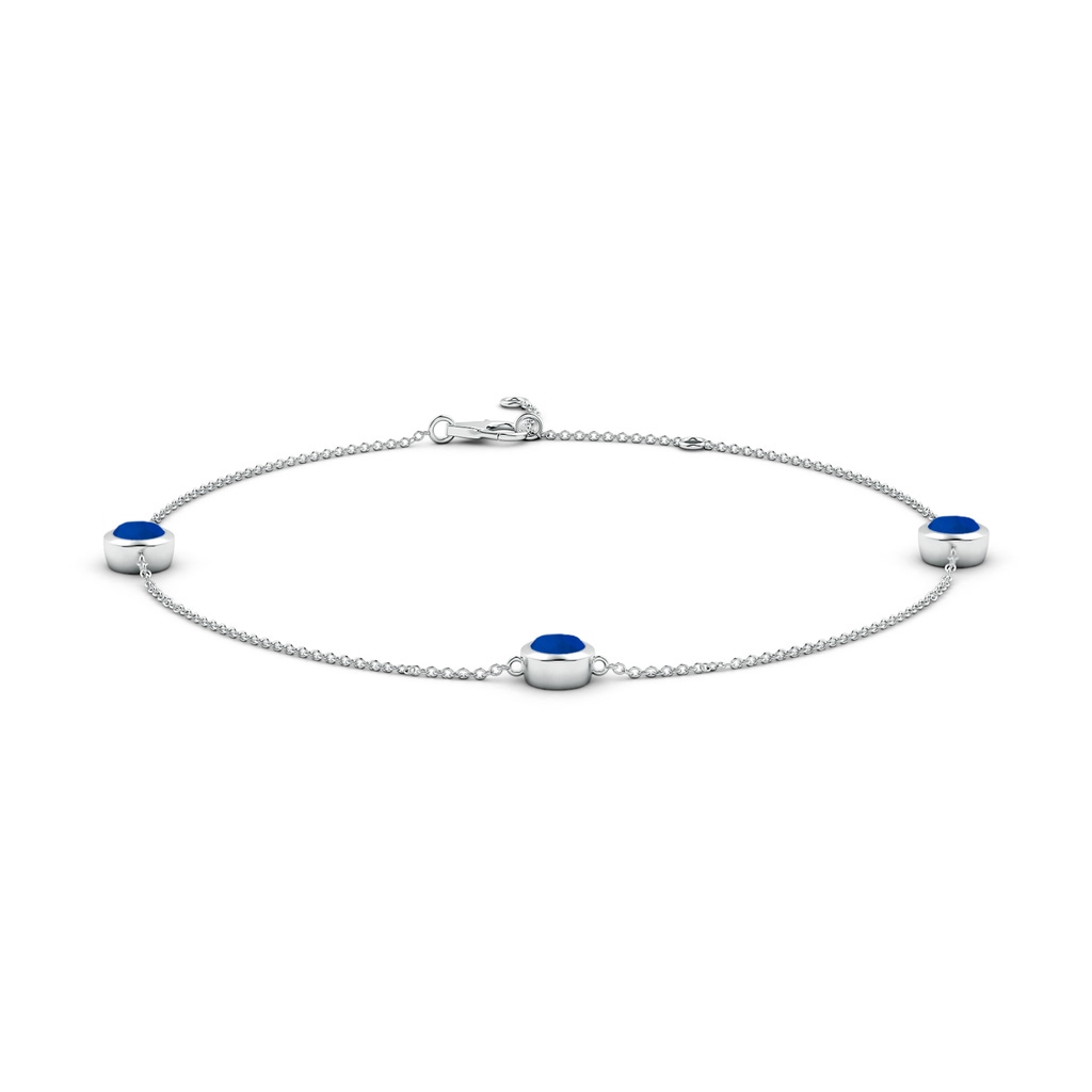 5mm Labgrown Lab-Grown Bezel-Set Blue Sapphire Station Adjustable Ankle Bracelet in White Gold
