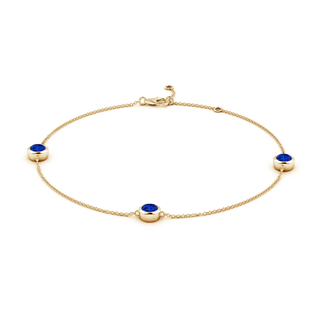 5mm Labgrown Lab-Grown Bezel-Set Blue Sapphire Station Adjustable Ankle Bracelet in Yellow Gold - side 199