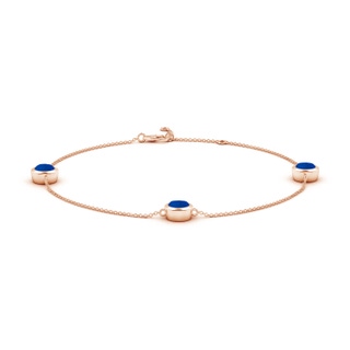 6mm Labgrown Lab-Grown Bezel-Set Blue Sapphire Station Adjustable Ankle Bracelet in Rose Gold