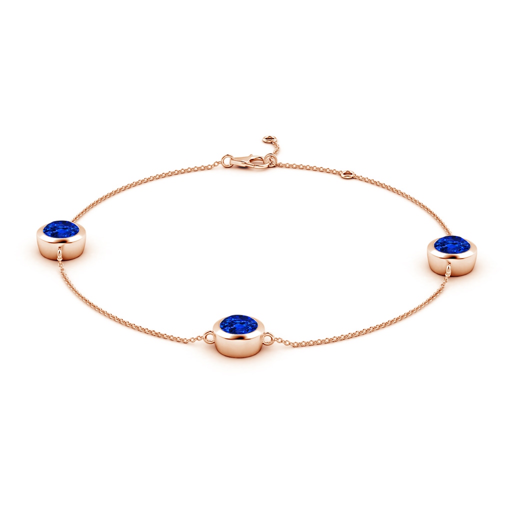 7mm Labgrown Lab-Grown Bezel-Set Blue Sapphire Station Adjustable Ankle Bracelet in 18K Rose Gold - side 199