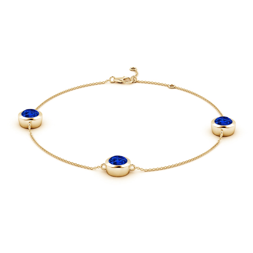 7mm Labgrown Lab-Grown Bezel-Set Blue Sapphire Station Adjustable Ankle Bracelet in 18K Yellow Gold - side 199