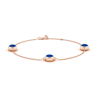 7mm Labgrown Lab-Grown Bezel-Set Blue Sapphire Station Adjustable Ankle Bracelet in Rose Gold