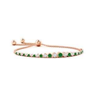 3.5mm Labgrown Lab-Grown Graduated Bezel-Set Emerald and Lab Diamond Bolo Bracelet in 10K Rose Gold