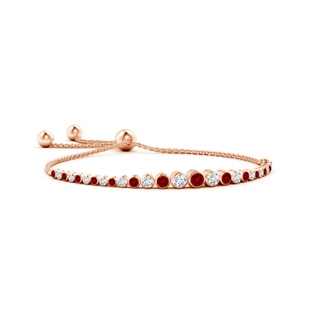 3.5mm Labgrown Lab-Grown Graduated Bezel-Set Ruby and Lab Diamond Bolo Bracelet in 10K Rose Gold