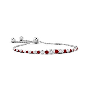 3.5mm Labgrown Lab-Grown Graduated Bezel-Set Ruby and Lab Diamond Bolo Bracelet in White Gold