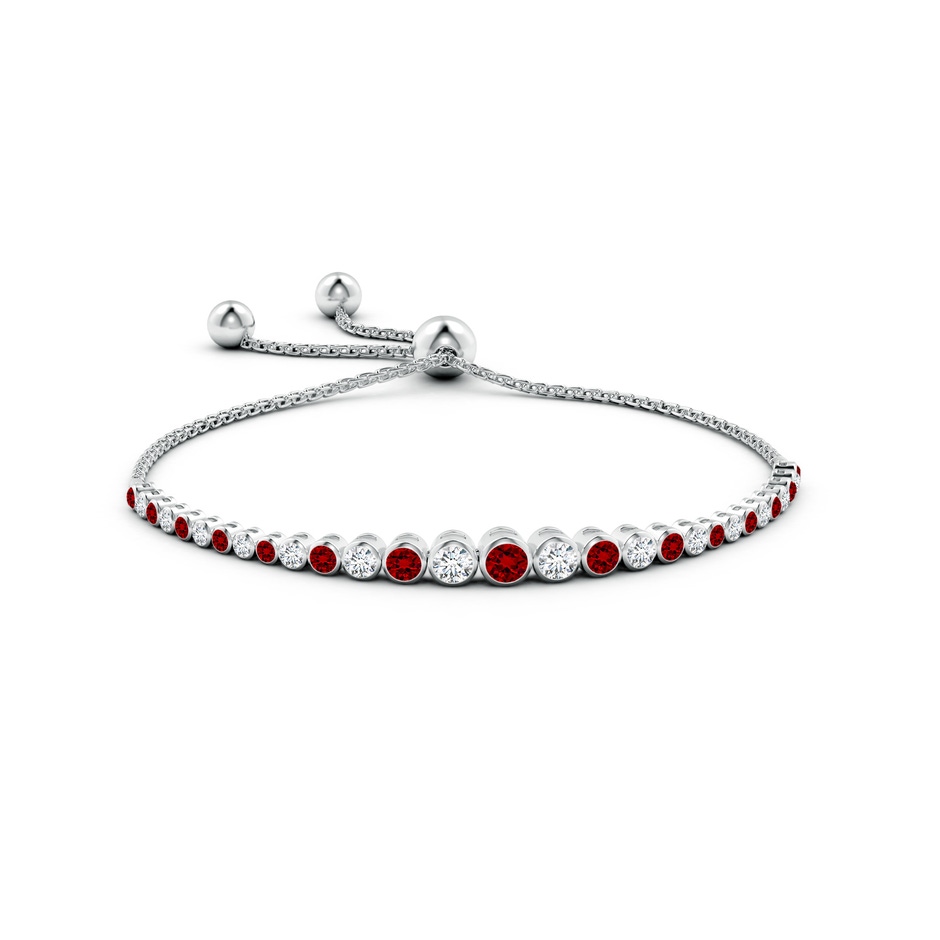 3.5mm Labgrown Lab-Grown Graduated Bezel-Set Ruby and Lab Diamond Bolo Bracelet in White Gold side 199