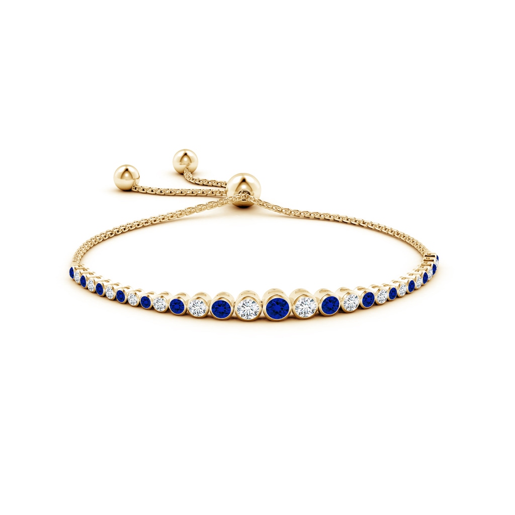 3.5mm Labgrown Lab-Grown Graduated Bezel-Set Blue Sapphire and Lab Diamond Bolo Bracelet in Yellow Gold Side 199