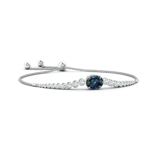 10x8mm Labgrown Oval Lab-Grown Alexandrite Bolo Bracelet with Bezel Diamonds in White Gold