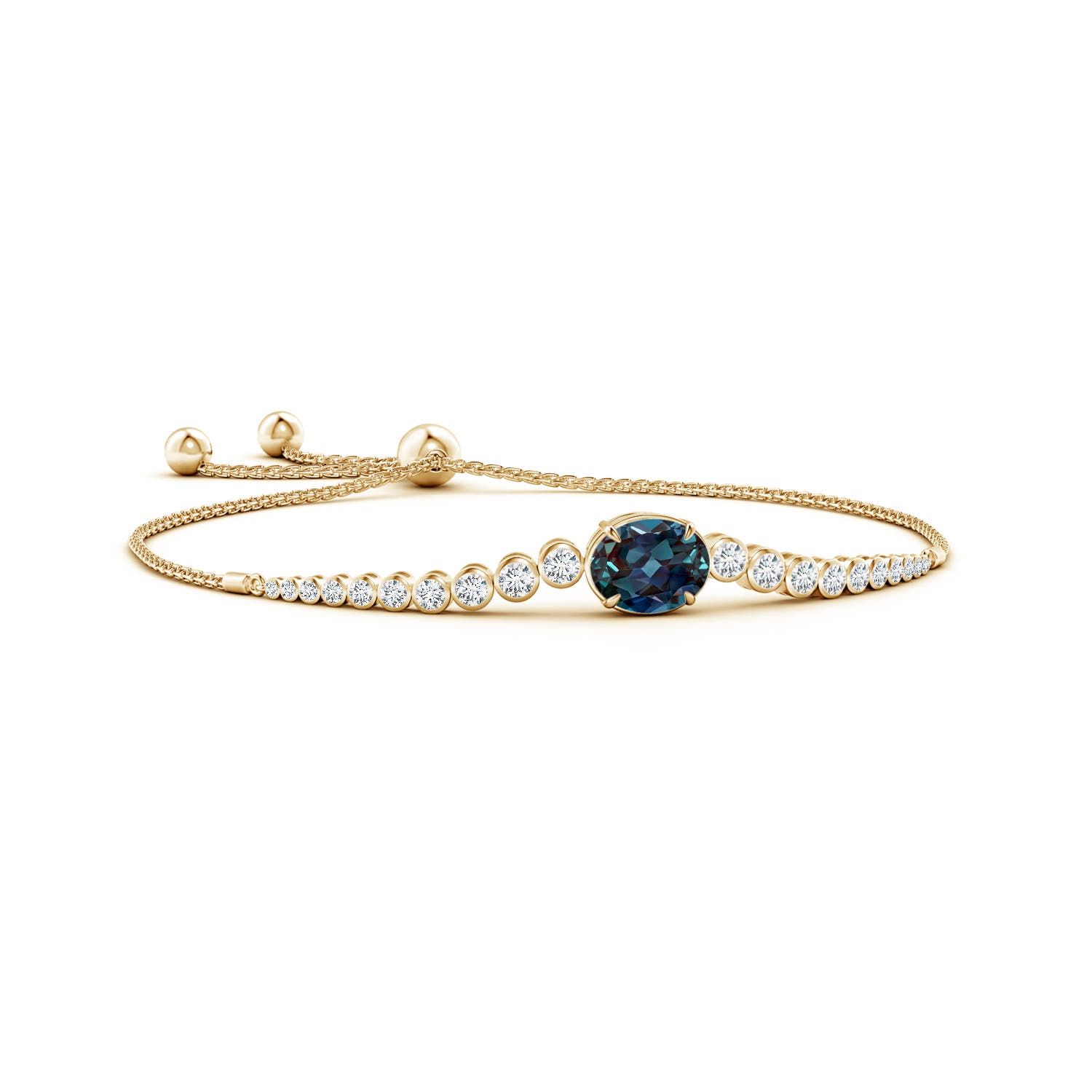 Image Representation of the Yellow Gold Lab Grown Alexandrite Bracelets