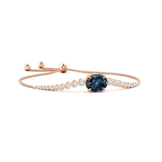 12x10mm Labgrown Oval Lab-Grown Alexandrite Bolo Bracelet with Bezel Diamonds in Rose Gold