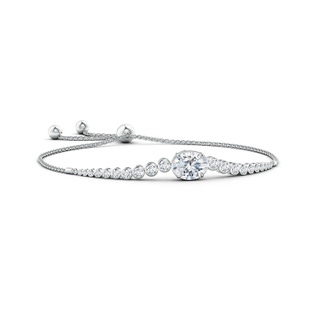 7x5mm FGVS Lab-Grown Oval Diamond Bolo Bracelet with Bezel Diamond Accents in White Gold