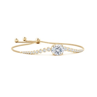 8x6mm FGVS Lab-Grown Oval Diamond Bolo Bracelet with Bezel Diamond Accents in 10K Yellow Gold