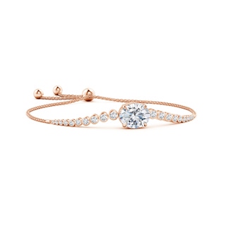 8x6mm FGVS Lab-Grown Oval Diamond Bolo Bracelet with Bezel Diamond Accents in 9K Rose Gold