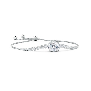8x6mm FGVS Lab-Grown Oval Diamond Bolo Bracelet with Bezel Diamond Accents in White Gold