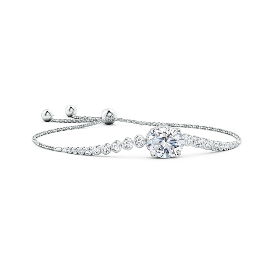 8x6mm FGVS Lab-Grown Oval Diamond Bolo Bracelet with Bezel Diamond Accents in White Gold 