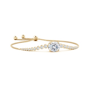 8x6mm FGVS Lab-Grown Oval Diamond Bolo Bracelet with Bezel Diamond Accents in Yellow Gold