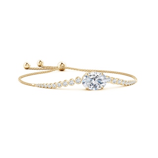 9x7mm FGVS Lab-Grown Oval Diamond Bolo Bracelet with Bezel Diamond Accents in 10K Yellow Gold