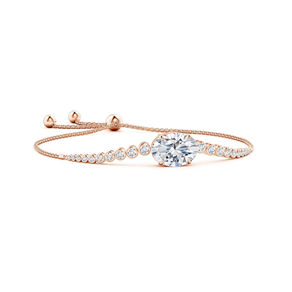 9x7mm FGVS Lab-Grown Oval Diamond Bolo Bracelet with Bezel Diamond Accents in Rose Gold