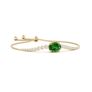 12x10mm Labgrown Lab-Grown Oval Emerald Bolo Bracelet with Bezel Diamonds in Yellow Gold