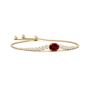 10x8mm Labgrown Lab-Grown Oval Ruby Bolo Bracelet with Bezel Diamonds in 10K Yellow Gold