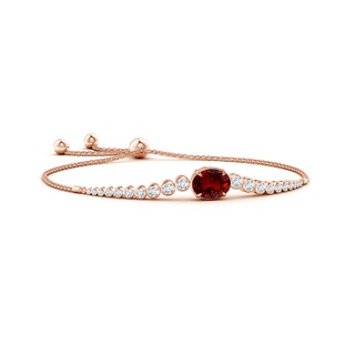 10x8mm Labgrown Lab-Grown Oval Ruby Bolo Bracelet with Bezel Diamonds in Rose Gold