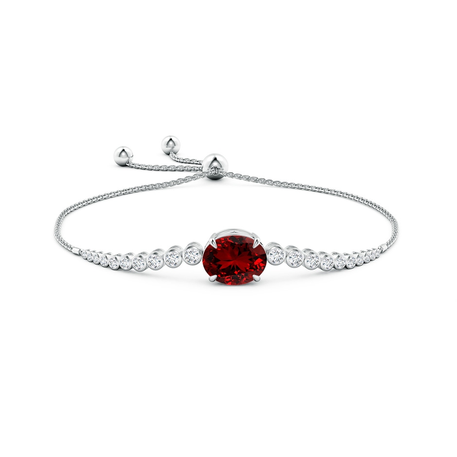 12x10mm Labgrown Lab-Grown Oval Ruby Bolo Bracelet with Bezel Diamonds in White Gold side 199