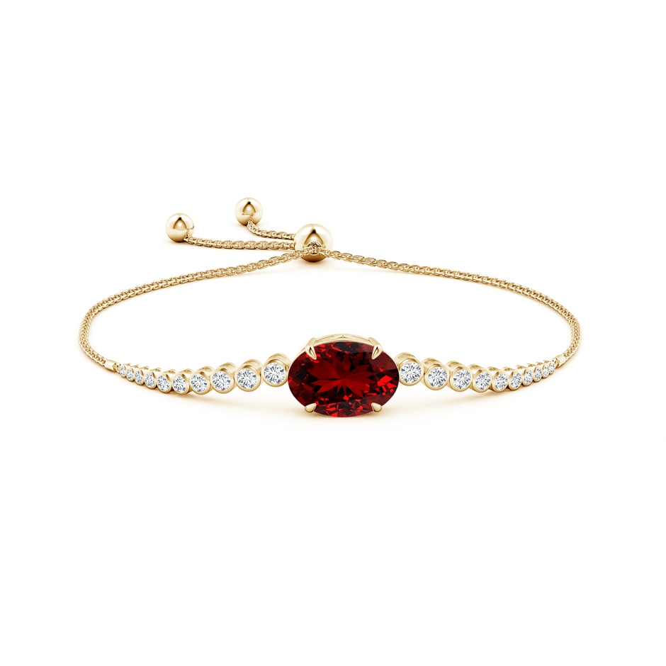 14x10mm Labgrown Lab-Grown Oval Ruby Bolo Bracelet with Bezel Diamonds in Yellow Gold side 199