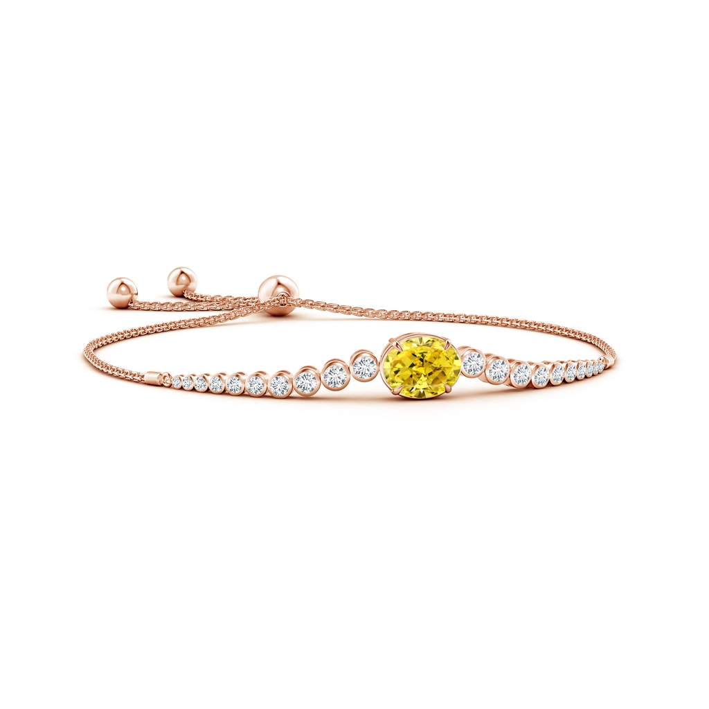 7x5mm Labgrown Oval Lab-Grown Fancy Intense Yellow Diamond Bolo Bracelet with Bezel Accents in Rose Gold