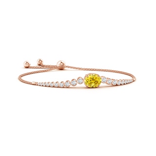 7x5mm Labgrown Oval Lab-Grown Fancy Intense Yellow Diamond Bolo Bracelet with Bezel Accents in Rose Gold