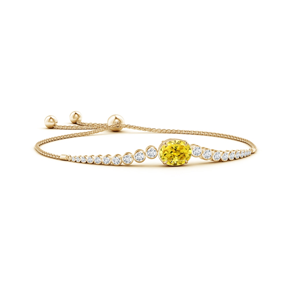 7x5mm Labgrown Oval Lab-Grown Fancy Intense Yellow Diamond Bolo Bracelet with Bezel Accents in Yellow Gold