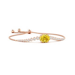 8x6mm Labgrown Oval Lab-Grown Fancy Intense Yellow Diamond Bolo Bracelet with Bezel Accents in 10K Rose Gold