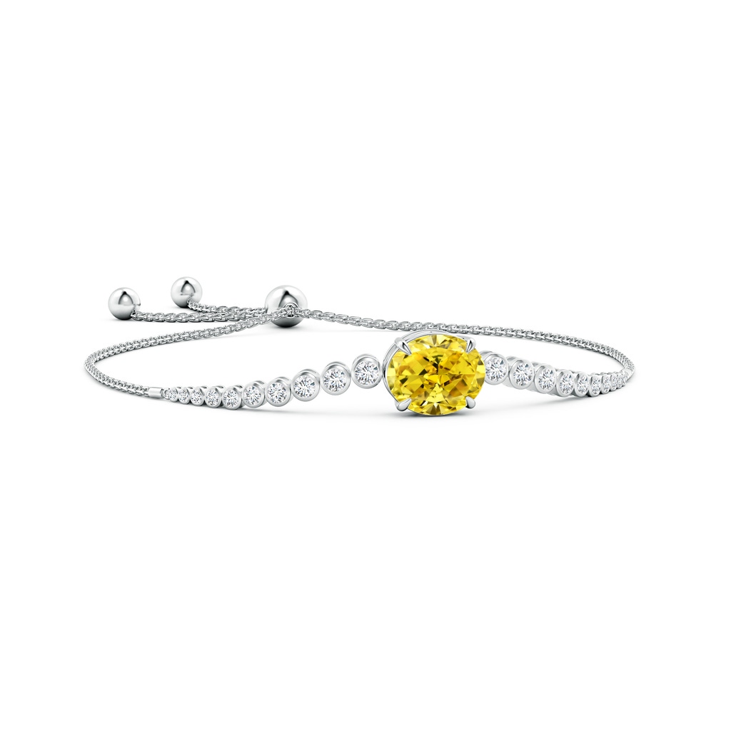 8x6mm Labgrown Oval Lab-Grown Fancy Intense Yellow Diamond Bolo Bracelet with Bezel Accents in White Gold