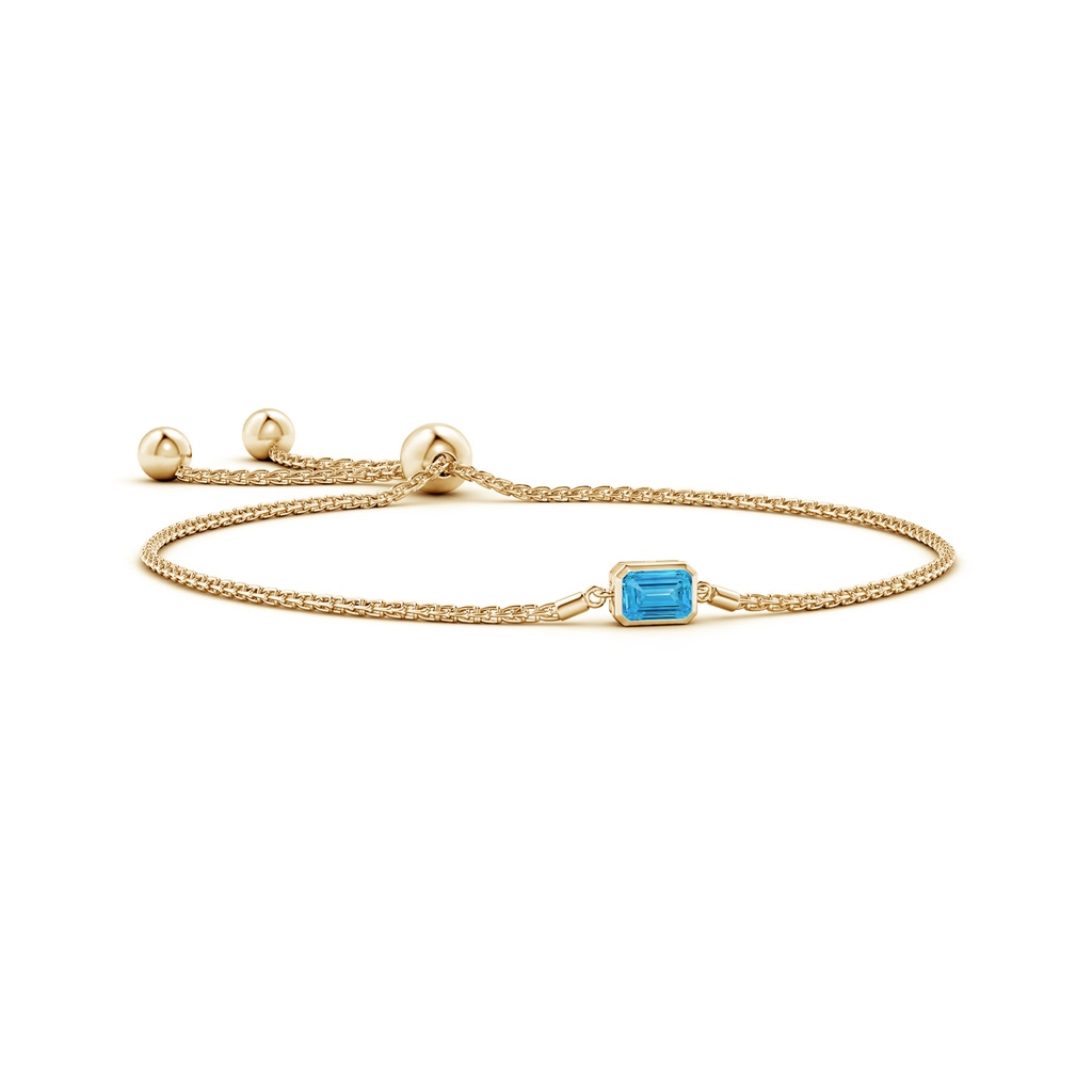 6x4mm Labgrown Horizontally Set Emerald-Cut Lab-Grown Fancy Intense Blue Diamond Bolo Bracelet in Yellow Gold