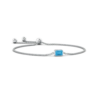 7x5mm Labgrown Horizontally Set Emerald-Cut Lab-Grown Fancy Intense Blue Diamond Bolo Bracelet in White Gold