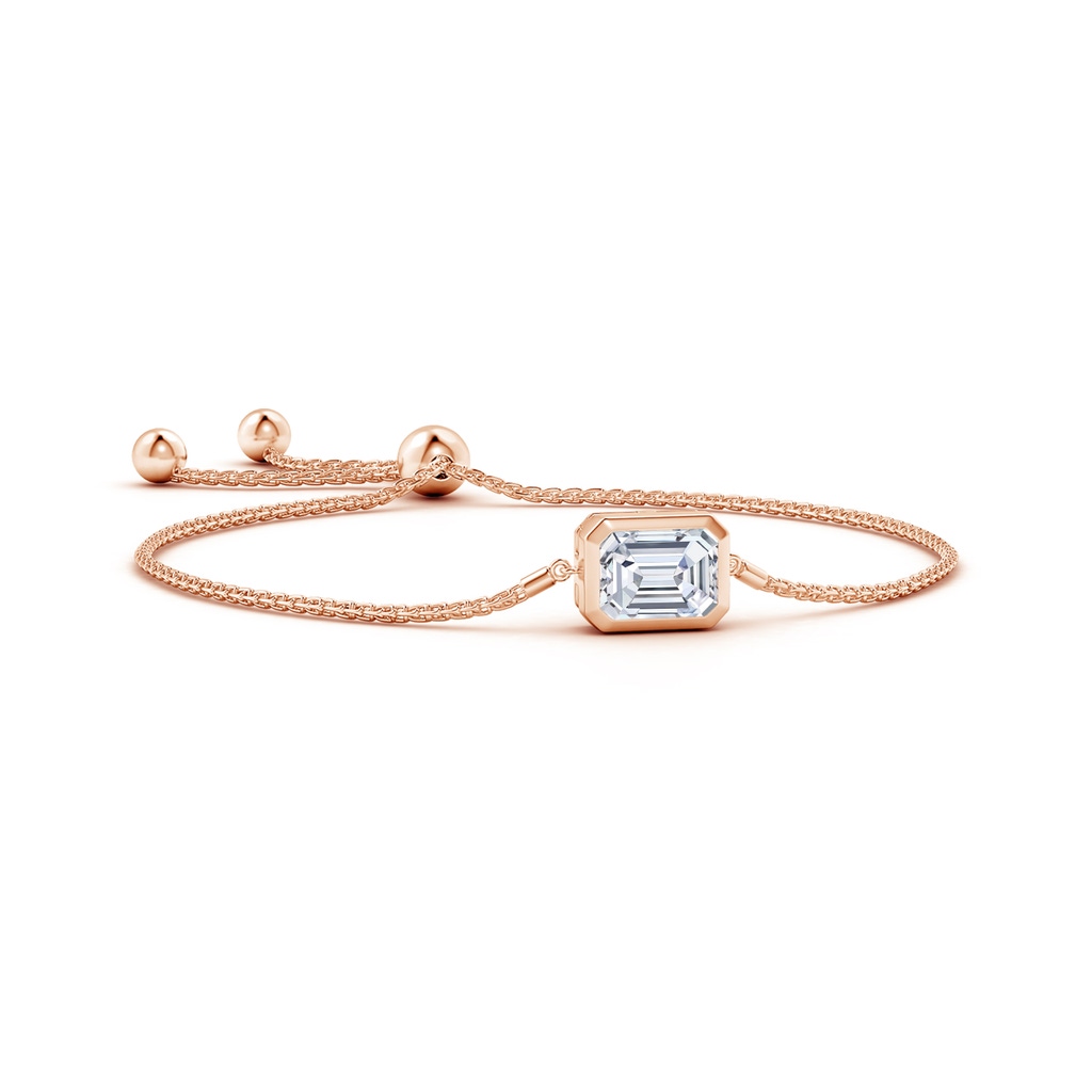 10x7.5mm FGVS Lab-Grown Horizontally Set Emerald-Cut Diamond Bolo Bracelet in Rose Gold