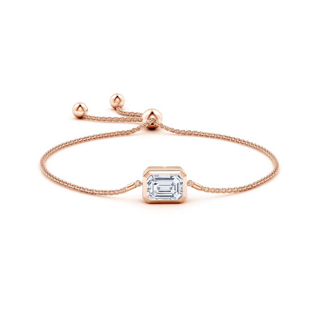 10x7.5mm FGVS Lab-Grown Horizontally Set Emerald-Cut Diamond Bolo Bracelet in Rose Gold - side 199