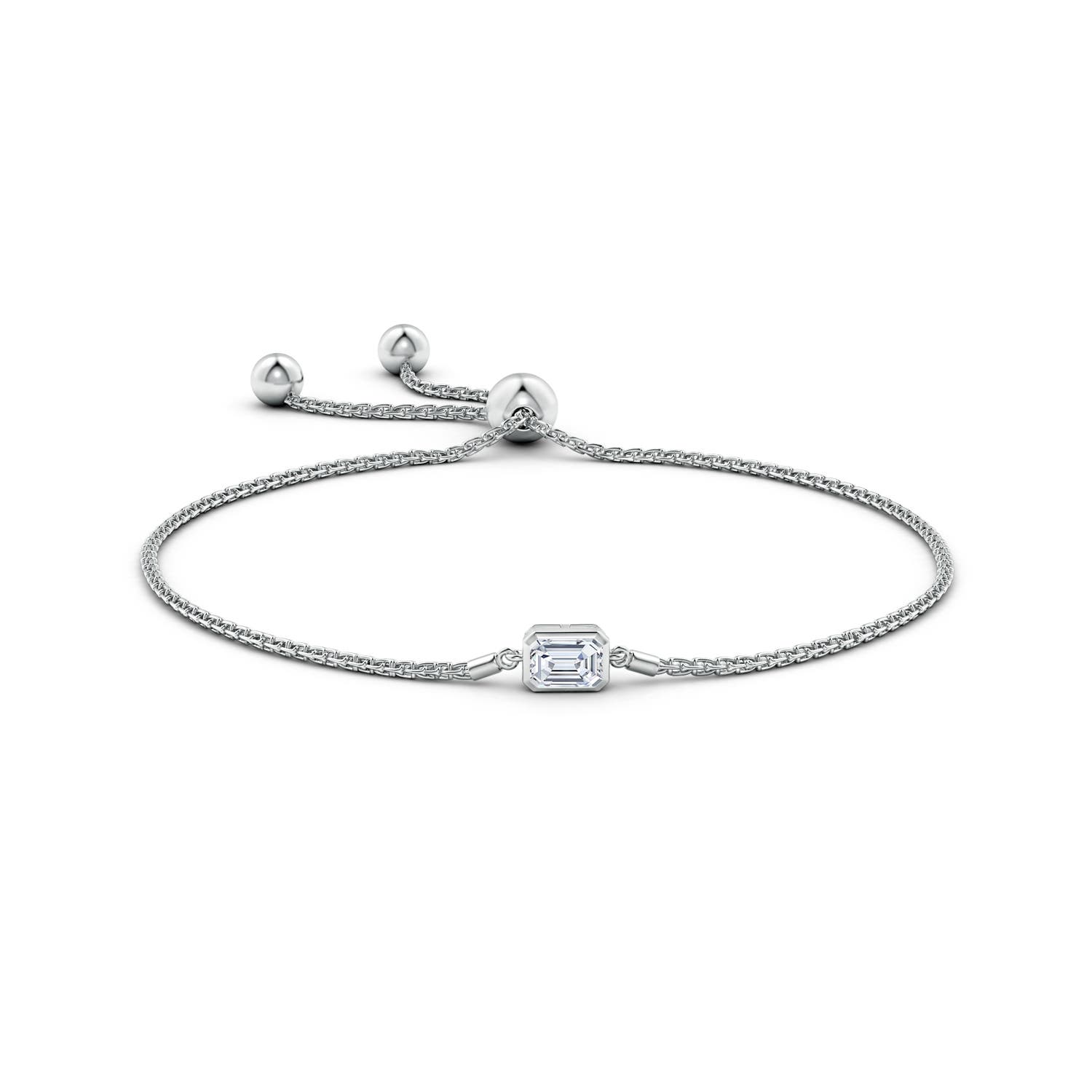 6x4mm FGVS Lab-Grown Horizontally Set Emerald-Cut Diamond Bolo Bracelet in White Gold - side 3