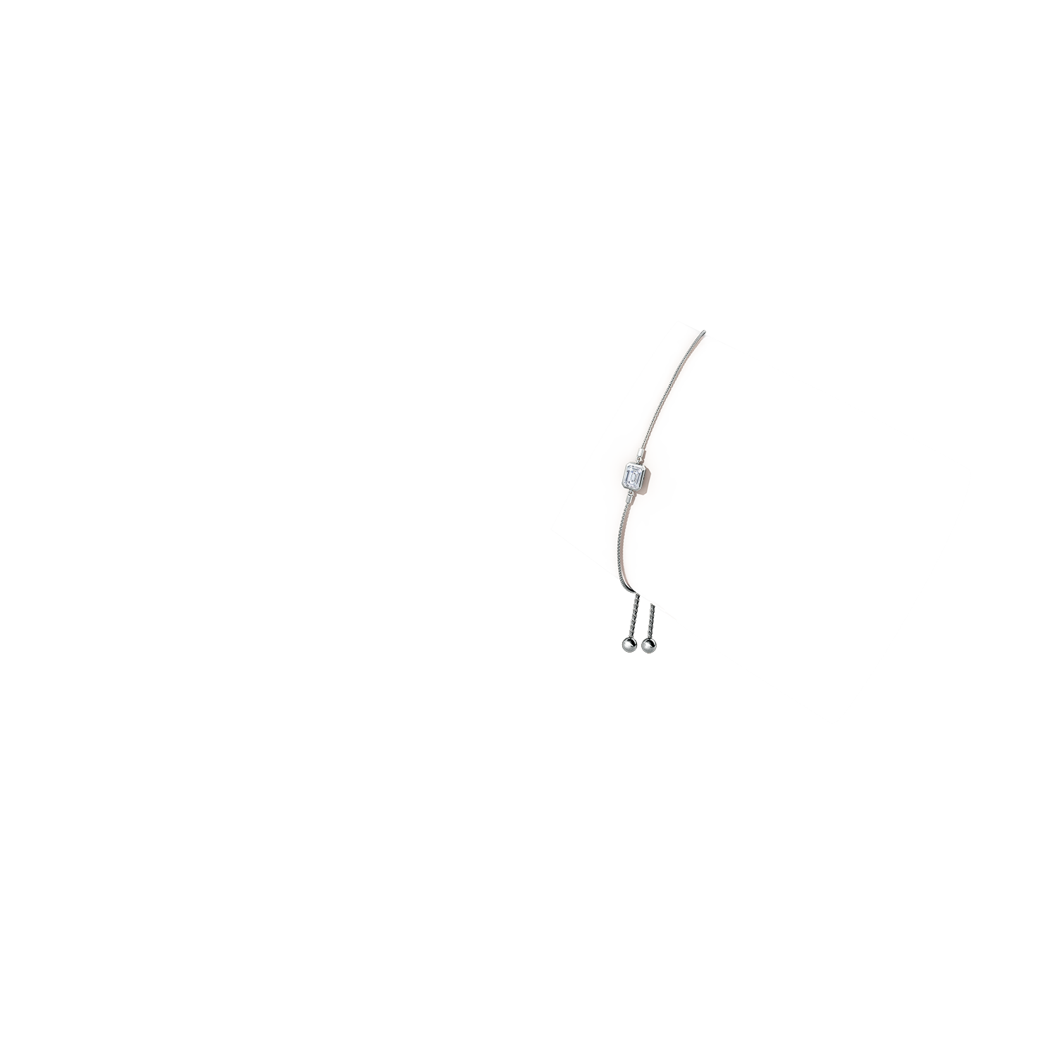 7x5mm FGVS Lab-Grown Horizontally Set Emerald-Cut Diamond Bolo Bracelet in White Gold - body_arm