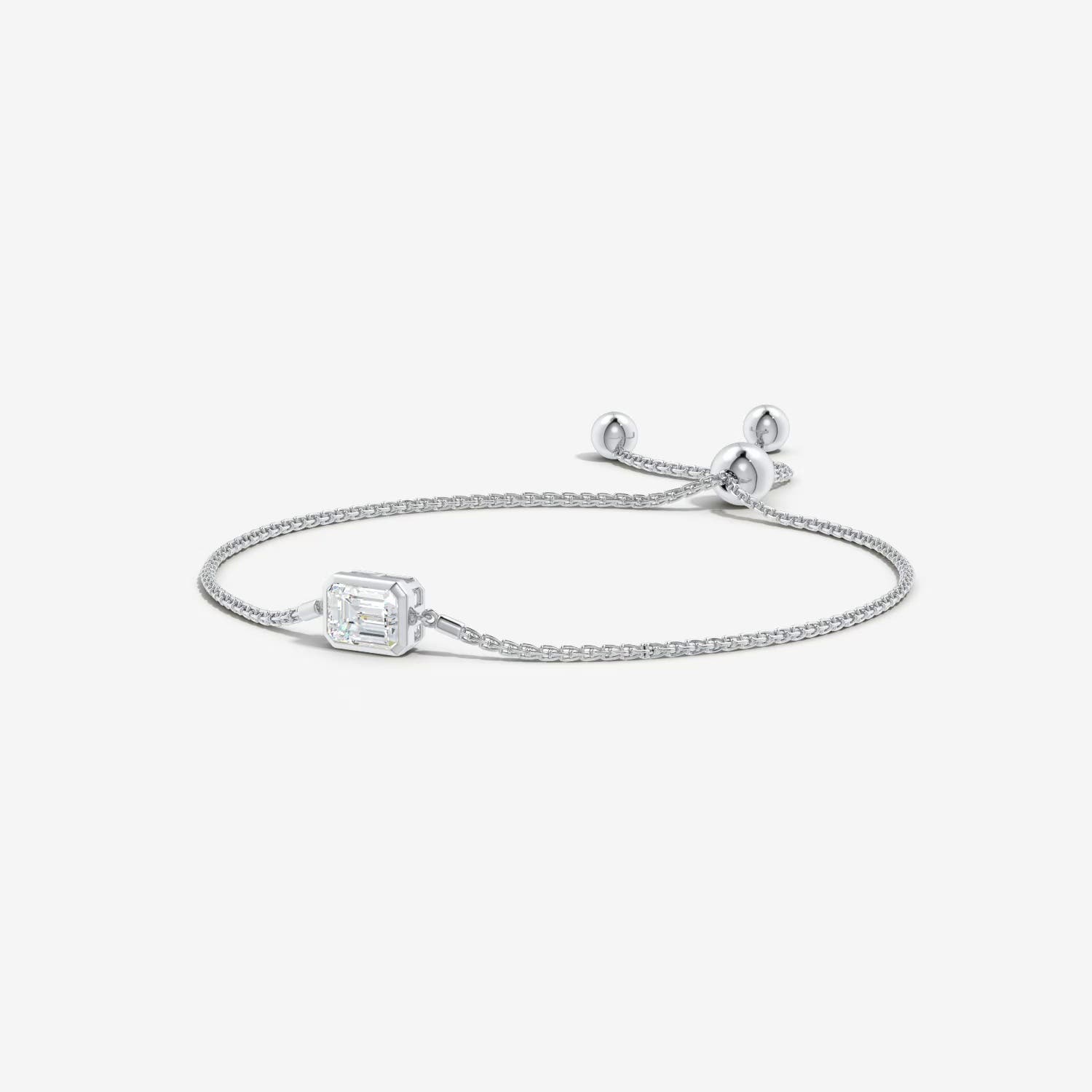 DUBブレスレット Lab-Grown Horizontally Set Emerald-Cut Diamond Bolo Bracelet