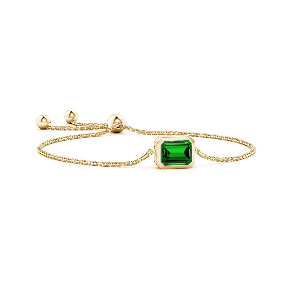 10x8mm Labgrown Lab-Grown Horizontally Set Emerald-Cut Emerald Bolo Bracelet in Yellow Gold