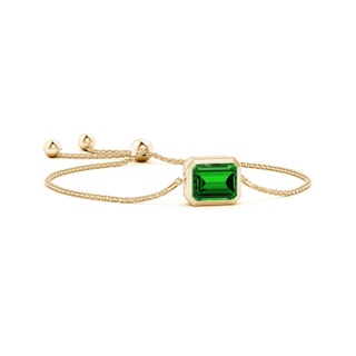 12x10mm Labgrown Lab-Grown Horizontally Set Emerald-Cut Emerald Bolo Bracelet in 10K Yellow Gold