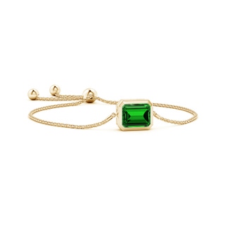 12x10mm Labgrown Lab-Grown Horizontally Set Emerald-Cut Emerald Bolo Bracelet in 9K Yellow Gold